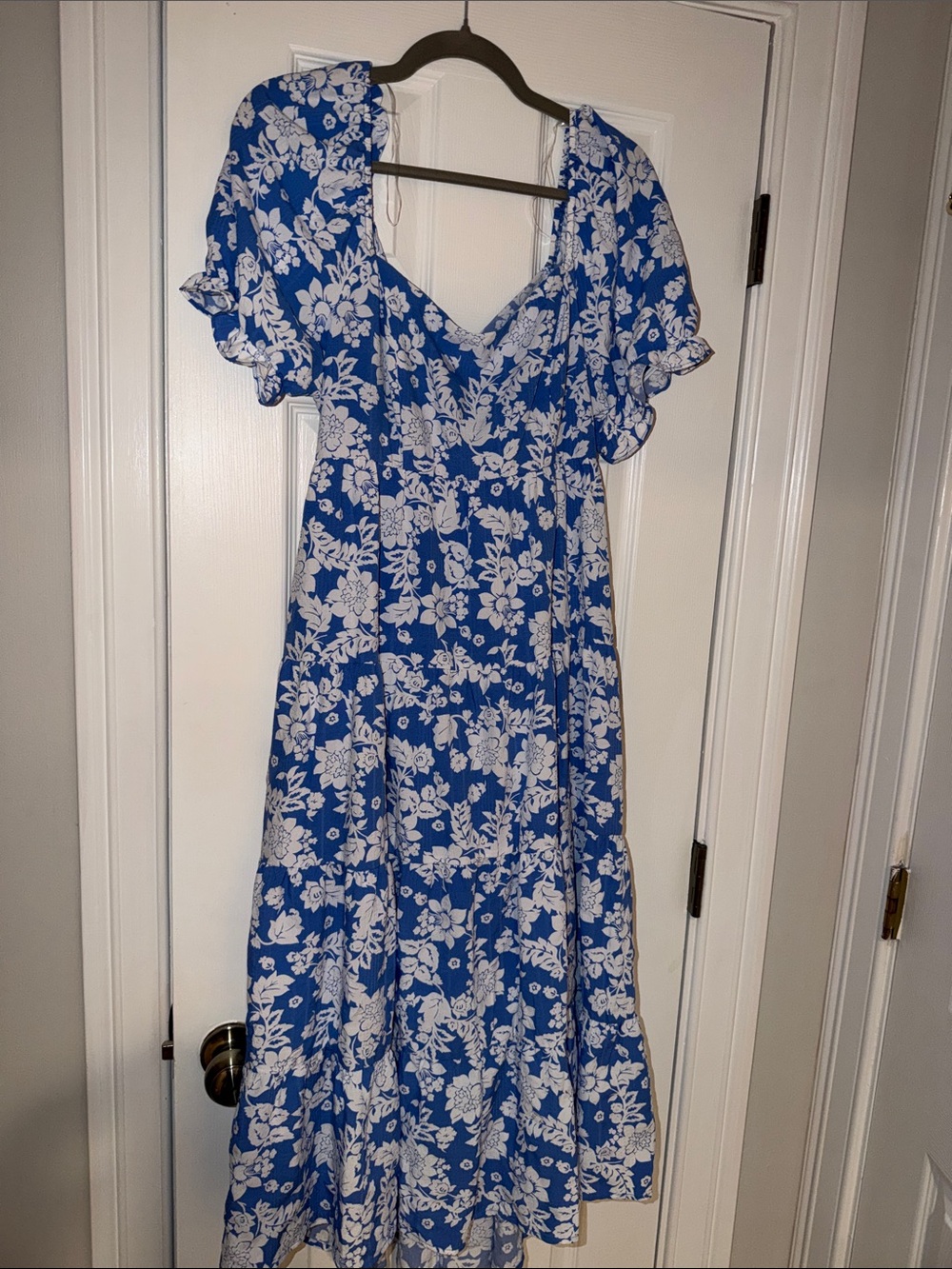 Crystal Doll Blue & White Floral Maxi Dress